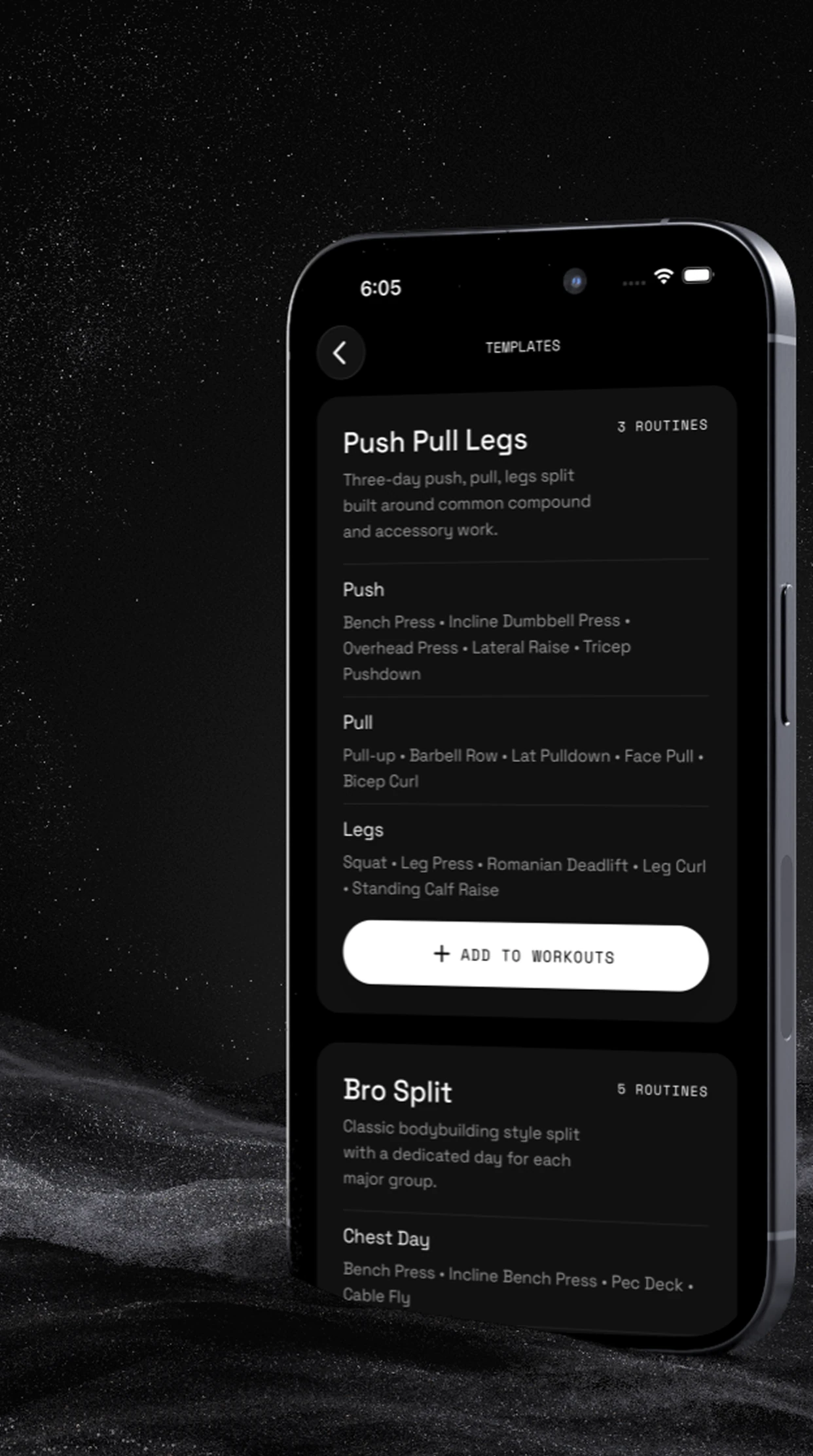 Kabi workout templates shown on an iPhone